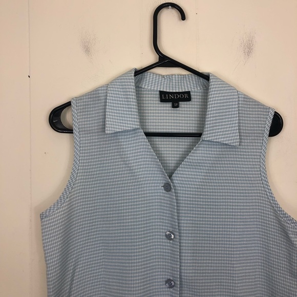 Vintage Gingham Sleeveless Button Down  Sz S - Picture 2 of 6